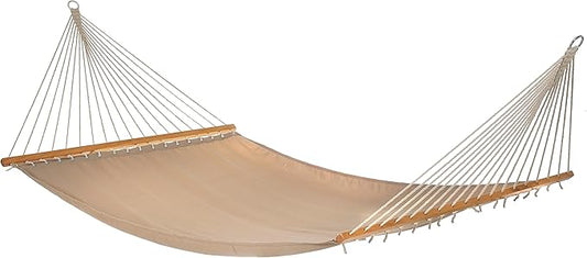 Fab Habitat Solid Recycled Polyester Hammock - Fargo - Khaki - Indoor/Outdoor, Quick Dry, 2 Person 460 lbs Capacity - Patio, Poolside, Backyard, Garden, Beach, Balcony - 12-14 ft Adjustable