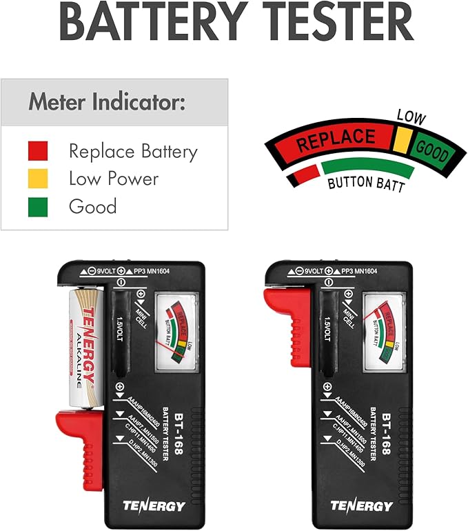 Tenergy Large Battery Organizer Storage Case with Battery Tester, Holds 100 AA Batteries & 100 AAA Batteries (Batteries not Included)