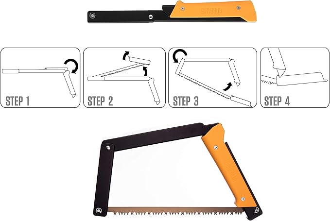 AGAWA - BOREAL15 Tripper KIT - 15" Folding Bow Saw, Rugged Cordura Sheath, Additional Aggressive Blade (Black Frame, Yellow Handle)