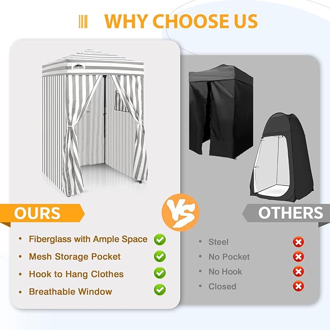 EAGLE PEAK Flex Ultra Compact 4x4 Pop-up Canopy, Sun Shelter, Changing Room, Portable Privacy Canopy Cabana for Pool, Fashion Photoshoots, or Camping, Gray/White