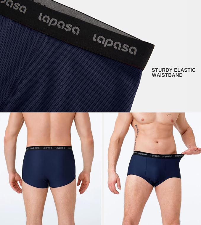 LAPASA Men's Quick Dry Travel Underwear, Terraversal Series Mesh Breathable Trunks/Boxer Briefs/Boxers (2 & 3 Packs)