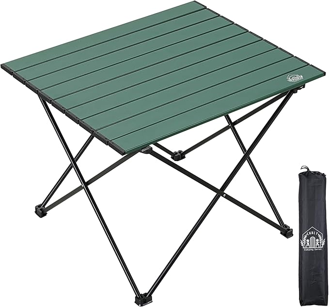 Portable Folding Camping Table, Large Compact Aluminum Beach Picnic Table, Lightweight Collapsible Outdoor Camp Tables That Folds & Rolls Up, Beach Gear Essentials Camp Accessories, Sylvan Green