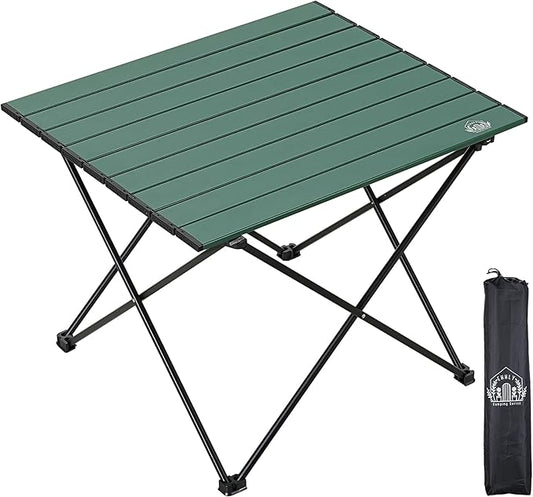 Portable Folding Camping Table, Large Compact Aluminum Beach Picnic Table, Lightweight Collapsible Outdoor Camp Tables That Folds & Rolls Up, Beach Gear Essentials Camp Accessories, Sylvan Green