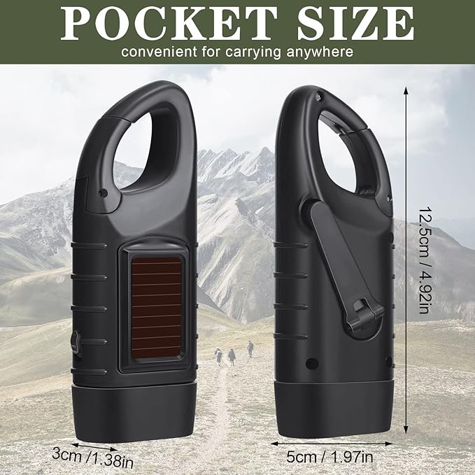 Leelosp 9 Pieces Hand Crank Flashlight Solar Powered Flashlight for Emergencies Dynamo Rechargeable LED Survival Light for Outdoor Sports Hiking Camping(Black,Green,Yellow)