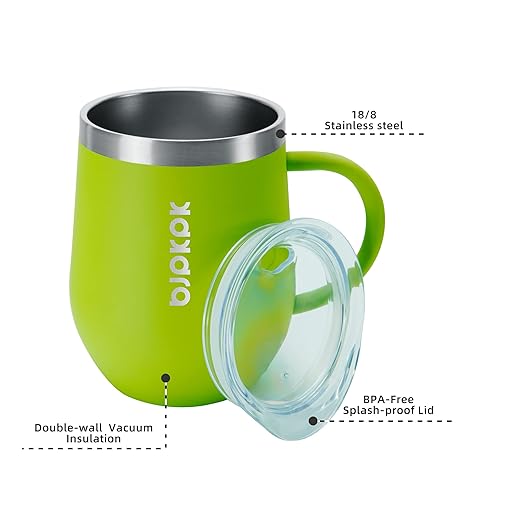 BJPKPK 2 pcs Insulated Coffee Mug, 12 oz Insulated Coffee Tumbler with Lid for Hot Drinks & Cold Drinks-Green