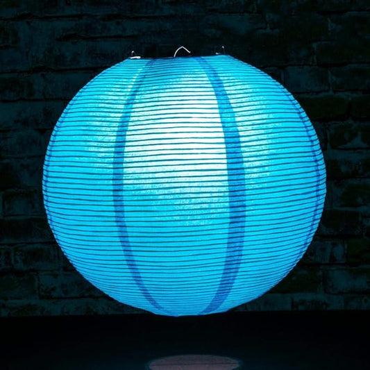 Quasimoon PaperLanternStore.com 12 Inch Turquoise Blue Fine Line Premium Even Ribbing Paper Lantern, Extra Sturdy