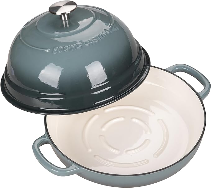 Enameled Cast Iron Dutch Oven Pot with Lid, Round Bread Oven for Homemade Sourdough Bread Baking, 6 Quart, Slateblue