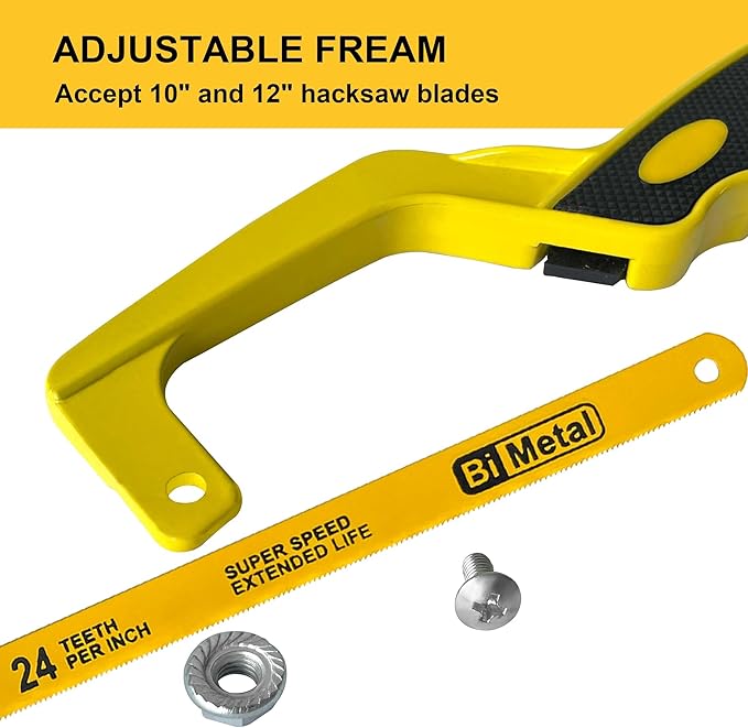 Mini Hacksaw for Metal Cutting – Compact Bimetal Blade Saw with Ergonomic Handle – Small Hack Saw for Steel, Copper, Aluminum & DIY Projects