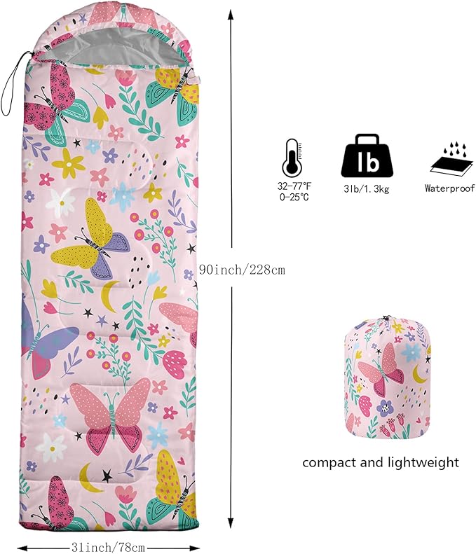 QOOMO Camping Sleeping Bags,3 Season Warm & Cool Weather,Lightweight,Waterproof Sleeping Bags for Adults & Kids,Traveling,and Outdoors,Camping Gear Equipment