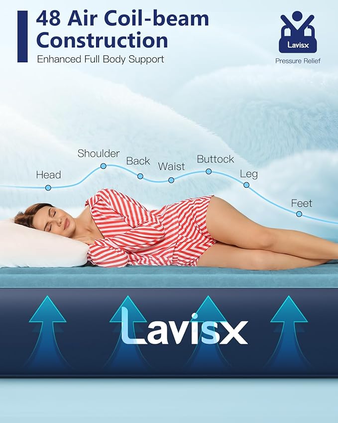 Queen Air Mattress with Built in Pump 13" Blow Up Mattress Raised Air Bed, 3 Mins Quick Self Inflatable with Storage Bag for Guest and Home