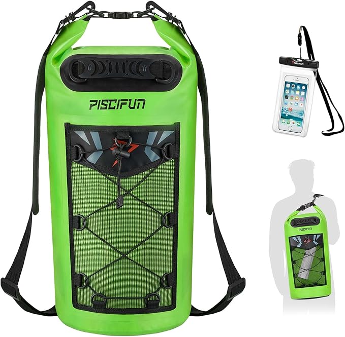 Piscifun Dry Bag, Waterproof Floating Backpack 5L/10L/20L/30L/40L with Waterproof Phone Case for Boating, Kayaking, Fishing