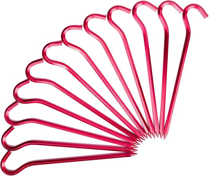 Tent Pegs - Aluminium Tent Stakes Pegs with Hook - 7’’ Hexagon Rod Stakes Nail Spike Garden Stakes Camping Pegs for Pitching Camping Tent, Canopies