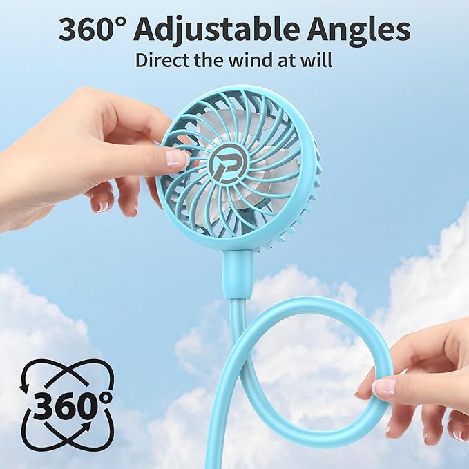 PANERGY Portable Neck Fan Rechargeable Hand Free Personal Fan Mini Wearable Battery Operated USB Fan for Men Women Kids Sport Work Travel