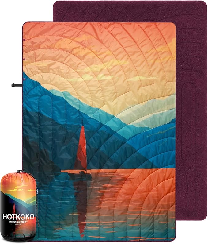 Waterproof Stadium Blanket, Fleece Camping Blanket Soft Warm Wearable Camp Blanket for Outdoor Camping, Picnic, Stadium, Sports, Beach, Car