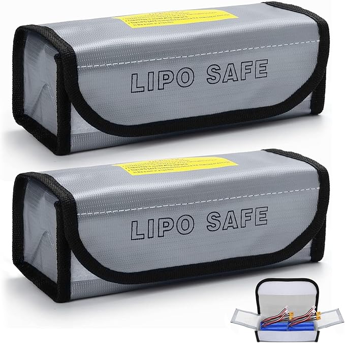 2PCS Lipo Battery Safe Bag, Fireproof Protection, Explosion-Proof, Battery Safety Guard Case, Charge Protection Bag, 18.5 x 7.5 x 6 cm
