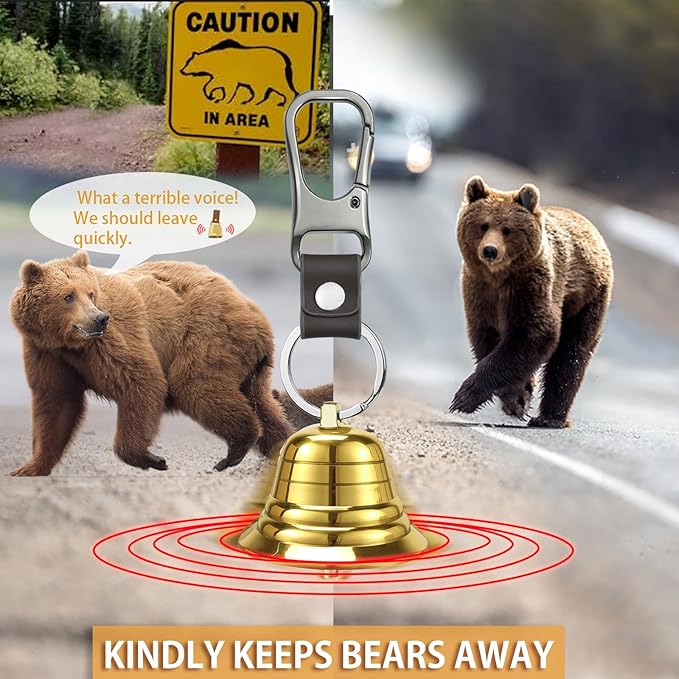 NedFoss Loud Bear Bell Set to Scare Bears, Hiking Essentials for Women, Emergency Whistle and Bear Bells for Hiking, Camping, Biking, Solid Brass Bear Deterrent Hiking Gear Gifts