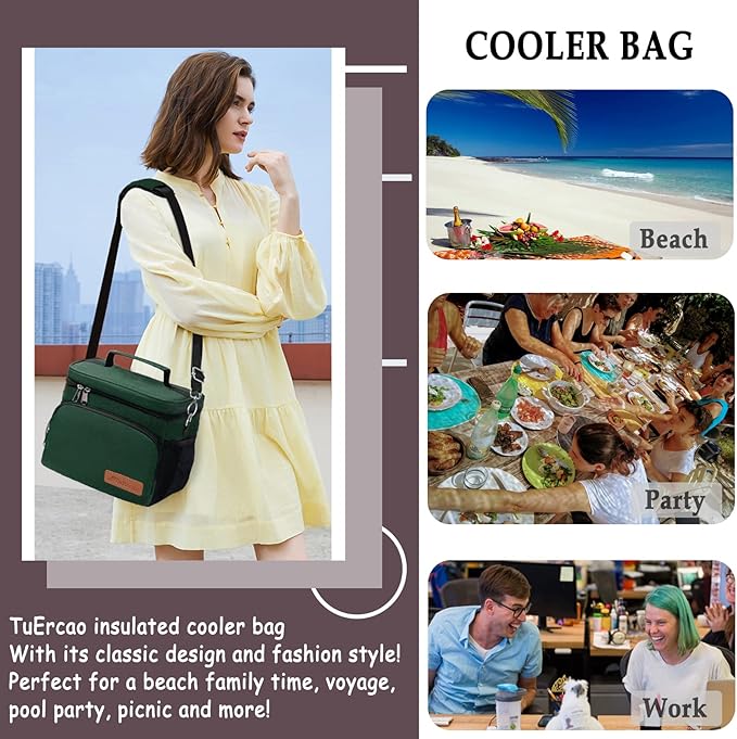 TuErcao Insulated Cooler Bag 6/24 Can Collapsible Leakproof Soft Sided Cooler for Car, Portable Foldable Small Ice Chest for Beach Camping Picnic Travel, 5/15qt Lunch Box for Men Work