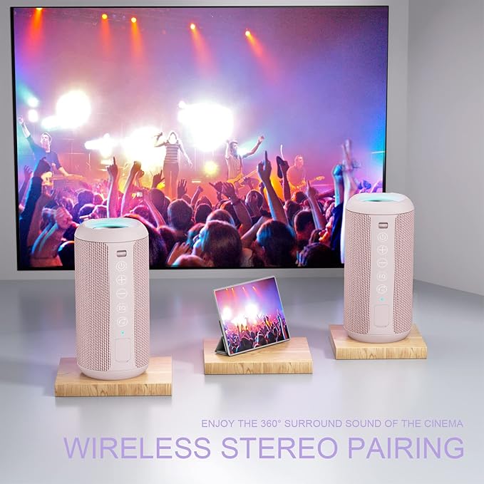 Ortizan Portable Bluetooth Speakers, IPX7 Waterproof Wireless Speaker with 24W Loud Stereo Sound, Deep Bass, Bluetooth 5.3, RGB Lights, Dual Pairing, 30H Playtime for Home, Outdoor, Party