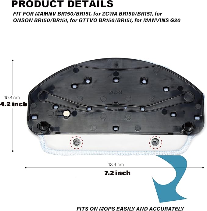 Robot Vacuum Mop Pads Replacement Parts Fit for MAMNV BR150/BR151, for ZCWA BR150/BR151, for ONSON BR150/BR151, for GTTVO BR150/BR151, for MANVINS G20 (3PC-MOP PAD& 2MOP), b-2-1
