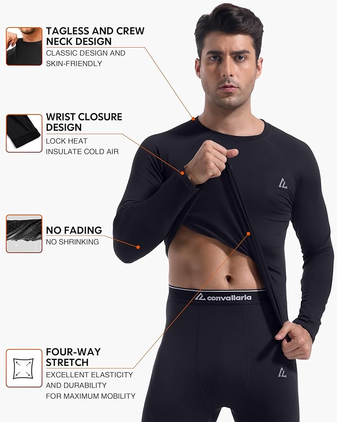 CL convallaria Thermal Underwear Long Johns Set Mens Winter Gift Hunting Gear Sport Base Layer Bottom Top