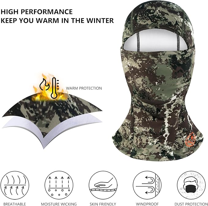 BASSDASH Winter Balaclava Fleece Ski Mask Ninja Hood Neck Warmer Fishing Hunting