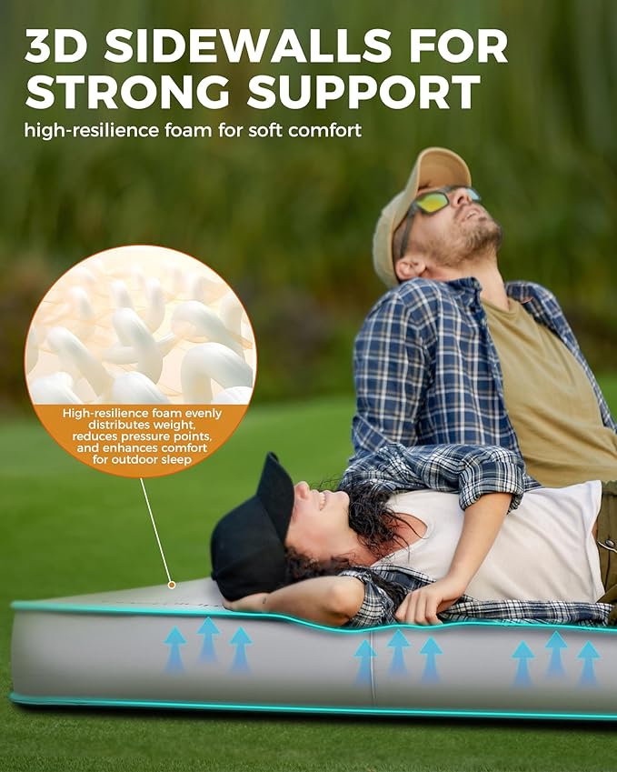 KingCamp Self Inflating Sleeping Pad, 6" Ultra Thick R 15.5 Air & Foam Camping Mattress 2 Person, Full Size Double Sleeping Pad for Camp Tent Outdoor Car, PVC Free (Mediumgrey)