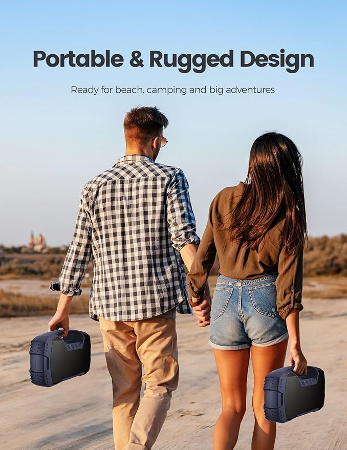 Houl Zallee IPX7 Waterproof Bluetooth Speaker, 40W Portable Wireless Speakers, 32H Playtime, Stereo Loud Sound, Deep Bass, Bluetooth 5.0, Built-in Mic, for Party/Camping/Pool/Gifts, Beach-Navy Blue