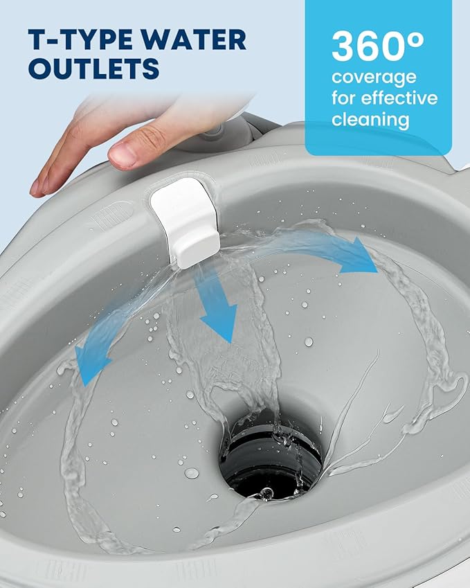 Kohree Camping Toilet Portable 5.3 Gal: 20L Porta Potty for Adults with Diagonal Elongated Bowl Seat - Handle Flush Pump Leak-Proof Cassette Toilet for RV Trailer Trucker Boat Marine Home Use