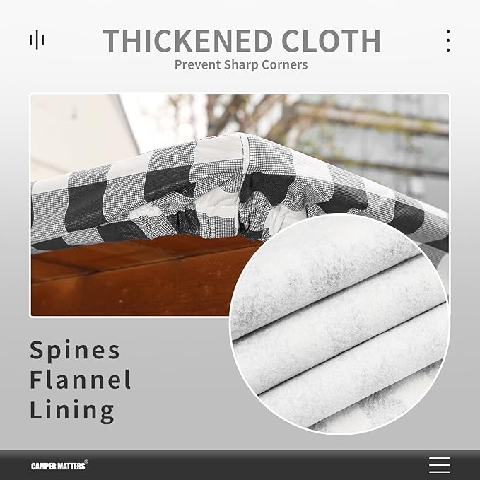 Picnic Table Cover and Bench Covers, Fitted Tablecloth Cover with Elastic Edge, Water and Oil Proof, for Outdoor, Garden, Camping, 96x30 Inch, 3 Pieces Set, Black & White