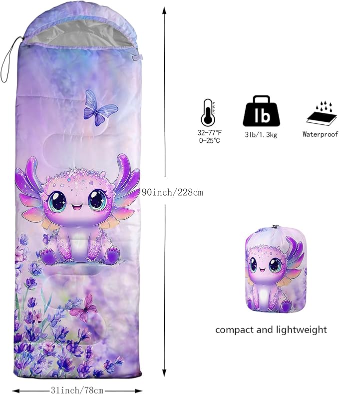 AILONEN Pink Lovely Rabbit Sleeping Bag for Girls Kids Adults,Warm and Cool Weather,Lightweight,Waterproof Backpacking,Cartoon Flowers Printed Bunny Sleeping Bag for Camping