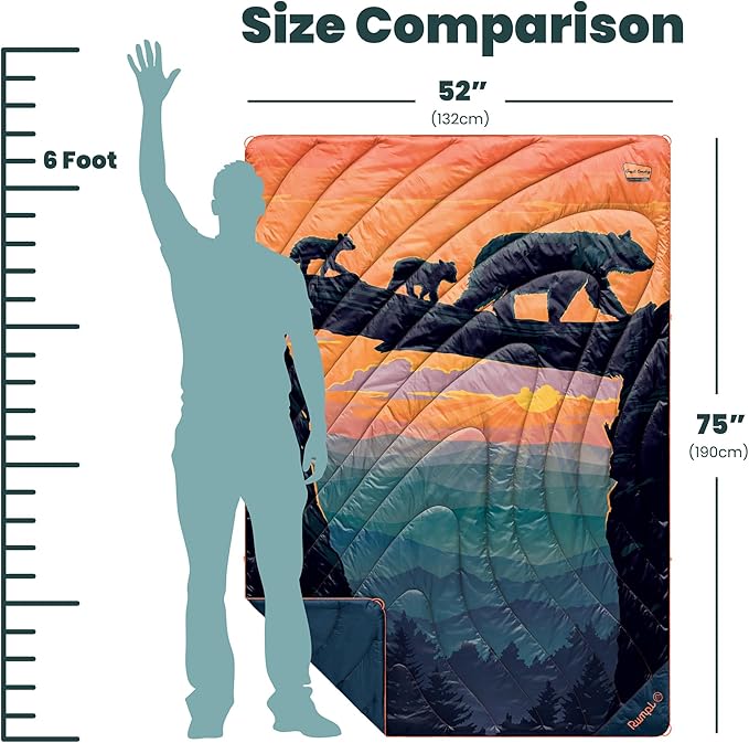 Rumpl Original Puffy Great Smoky Mountains - Bear Crossing National Park Blanket for Camping and Outdoors, V2, Great Smoky Mountains - Bear Crossing