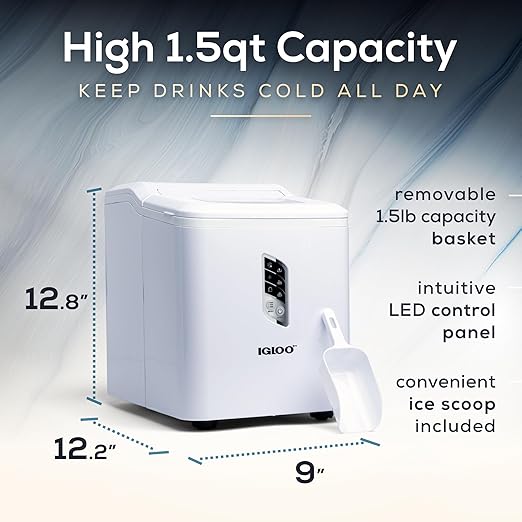 Igloo ICEB26WH 26-Pound Automatic Portable Countertop Ice Maker Machine - White