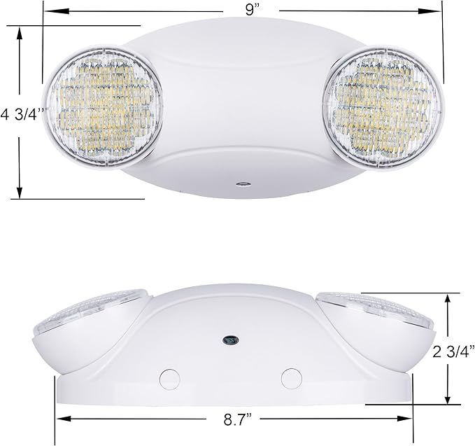 LIT-PaTH LED Emergency Lighting Fixtures with 2 LED Bug Eye Heads and Back Up Batteries- US Standard Exit Light, UL 924 and CEC Qualified, 120/277 Voltage, White, 4-Pack