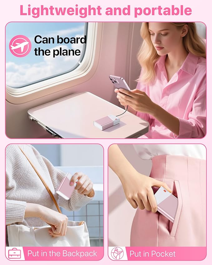 Kesguar Portable Charger 20000mAh, 22.5W PD 3.0+QC 4.0 Fast Charging Power Bank, Cooler & Unbreakable Aerospace Metal Case for iPhone 16 15 14, Android, iPad, Samsung Google Tablet & More, Pink