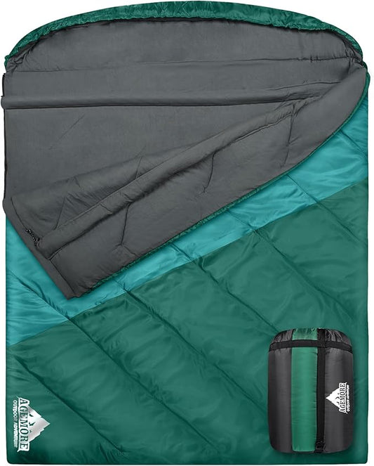 AGEMORE Sleeping Bag for Adults, Single and Double Size, Lightweight Waterproof XXL Sleeping Bag for Adults Kids Couples Camping Hiking Backpacking Or Traveling, Warm & Cold Weather
