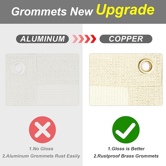 Cool Area Sun Shade Cloth with Grommets 7×10 FT Shade Panel Shade Tarp Screen Fabic for Outdoor Patio Pergola Cover Deck Garden, Butter Cream (Customized)