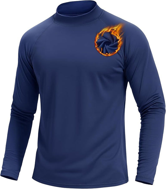 TACVASEN Mens Thermal Fleece Shirt Mock Turtle Neck Base Layer Long Sleeve Athletic Warm Undershirt Winter Running Tops
