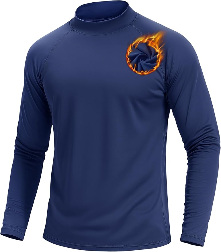 TACVASEN Mens Thermal Fleece Shirt Mock Turtle Neck Base Layer Long Sleeve Athletic Warm Undershirt Winter Running Tops