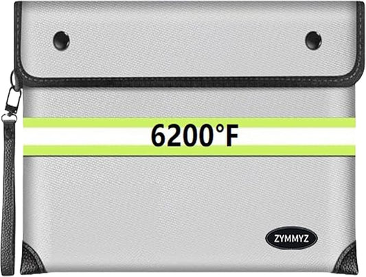 6200°F Upgraded Fireproof Document Bag with Waterproof Zipper,9 Layers of Heat Insulated Materials,Fireproof Money Bag for Cash,Valuables and Important Documents（Not Suitable for A4 Files）