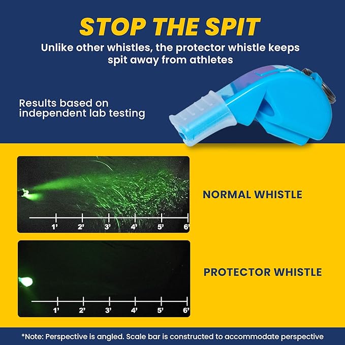 The Protector Whistle P51 - Coach Whistle - Official Whistle for Sports, Removable Cushioned Mouth Grip, Loud Safety Whistle for Adults with Breakaway Lanyard - Emergency Whistle Teacher Lifeguard