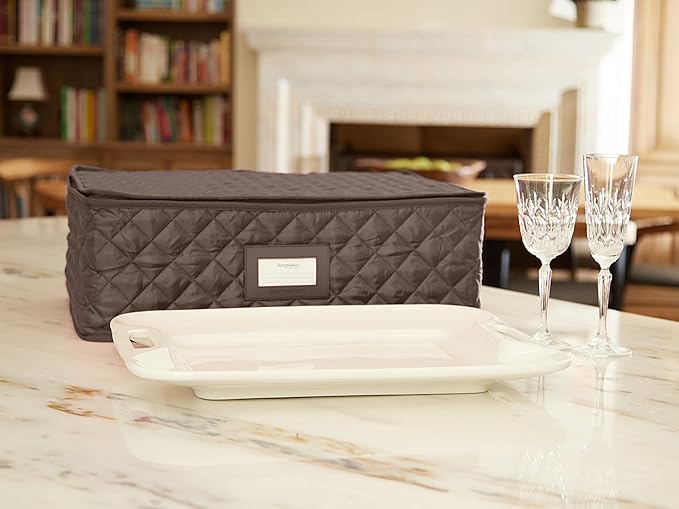 Covermates Keepsakes - Serveware Storage - Padded Protection - ID Window - Stain Resistant - Machine Washable - China Storage, Bronze