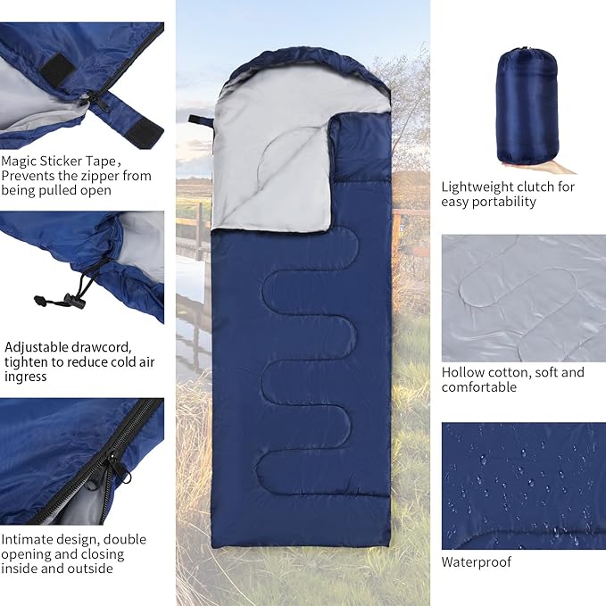 10 Pcs 0 Degree Camping Sleeping Bags Bulk for Adults Cold Weather Sleeping Bags 4 Season Warm Waterproof Lightweight with Compression Sack for Backpacking Hiking Travel Homeless