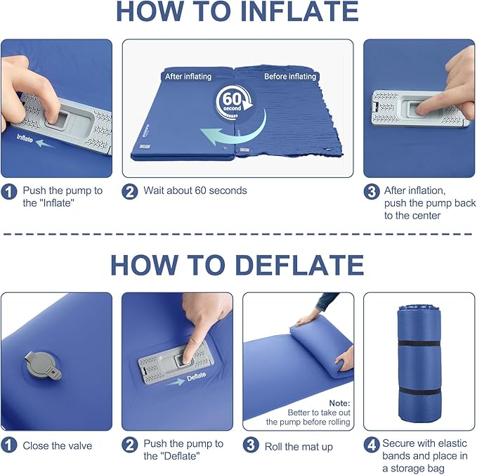 Elegear Self Inflating Sleeping Pad, Built-in Electric Pump 3.1" Ultra-Thick Memory Foam Camping Mattress Pad with Pillow Double Sleeping Pad for Camping R-Value 9.5 Foam Camp Pad for Car/Traveling