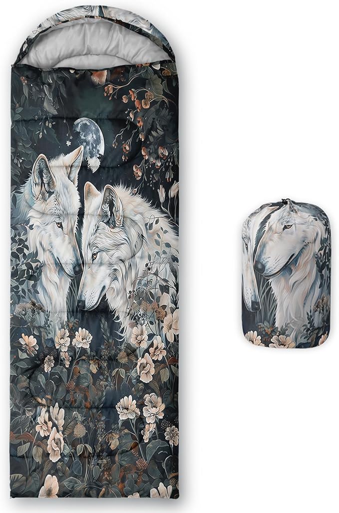 Sleeping Bags for Adults and Kids，3D Printing Camping Sleeping Bag for Girls Boys Lightweight Waterproof Cold/Warm 3-Season，Outdoor Travel with Compression Bags