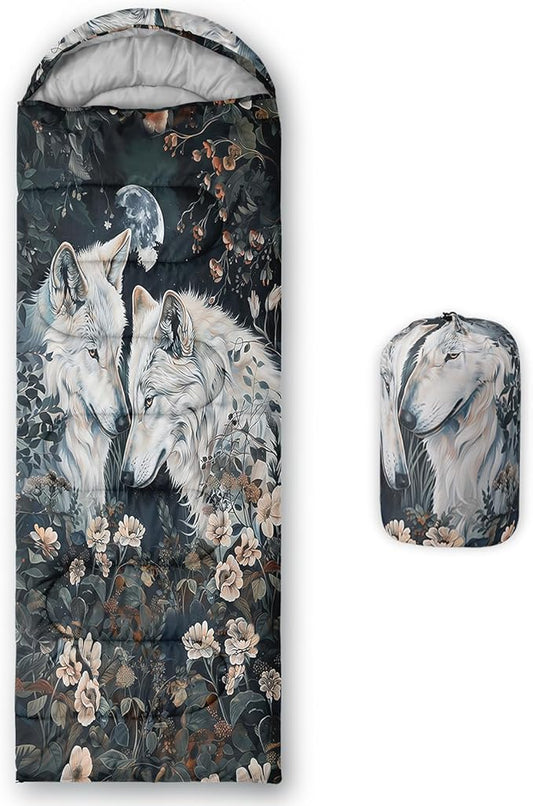 Sleeping Bags for Adults and Kids，3D Printing Camping Sleeping Bag for Girls Boys Lightweight Waterproof Cold/Warm 3-Season，Outdoor Travel with Compression Bags