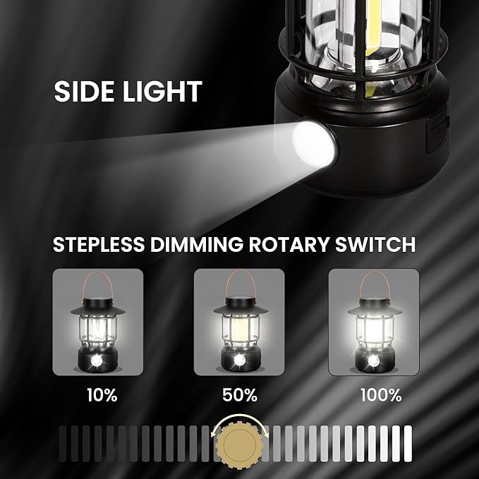 Led Camping Lantern 2 Pack, 1000LM, Solar Lantern Rechargeable Camping Lights with Side Flashlights for Emergencies, IPX5 Waterproof Portable led Lanterns for Power Outages,USB C Cable Included