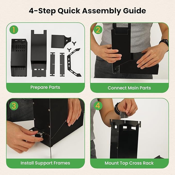 Portable Rocket Stove Camping Stove - GEEKHOM Mini Stainless Steel Folding Wood Burning Stove w/Storage Bag & Gloves, High-Efficiency for Camping, Hunting, Fishing, Picnic, BBQ
