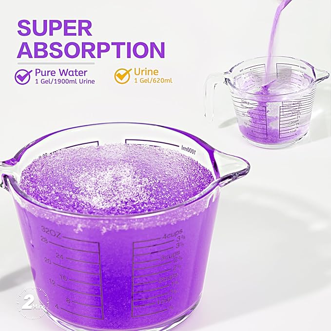 Wenge Urine Super Absorbent, 45Pack Lavender Scent Portable Toilet Powder Solidify Body Fluids in 1 Min, Easy to Port Waste Liquid, for Camping Portable Toilet, Solidifies Urine & Diarrhea in Pet Loo