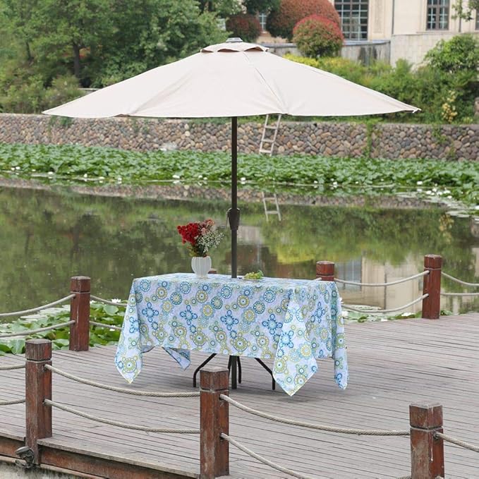Poise3EHome 60X120 Outdoor/Indoor Waterproof Spillproof Rectangle Tablecloth with Umbrella Hole for Camping, Picnic, Afternoon Tea, BBQ, Floral