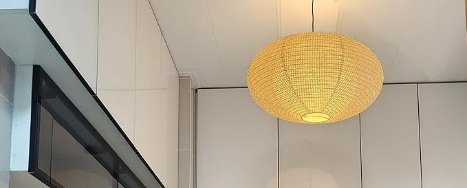 Hytsoeee(19.69Inch) Double-Layer Paper Lamp Shade, Beige Oblate Paper Lantern Pendant Light Shade,Bohemian Folding Ceiling light Shade, Paper Lantern Lamp Shade for Bedroom,Apartment (19.69inches)